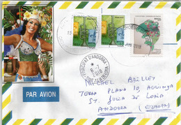 Carnival Fun In Brazil, Letter From Brazil To Andorra, With Arrival Postmark - Carnival