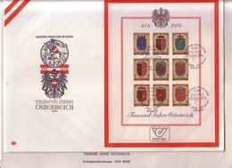 FDC FOGLIETTO AUSTRIA/1:"976-1976--1000 ANNI NASCITA DELL'AUSTRIA " Pg43 - Colecciones