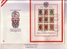 FDC FOGLIETTO AUSTRIA/3:"976-1976--1000 ANNI NASCITA DELL'AUSTRIA " Pg45 - Collections