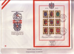 FDC FOGLIETTO AUSTRIA/9:"976-1976--1000 ANNI NASCITA DELL'AUSTRIA " Pg51 - Colecciones