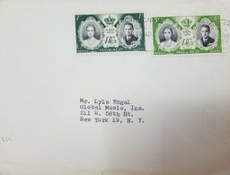 O) 1956 MONACO, PRINCESS  GRACE AND PRINCE RAINIER SCOTT A99 1fr  - SCOTT A99 5fr, TO NEW YORK - Lettres & Documents