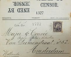 O) 1906 BRAZIL, MANUEL FERRAZ DE CAMPOS SALLES SCOTT A55 50 REIS, ENED BY CENSOR, TO AMSTERDAM - Brieven En Documenten