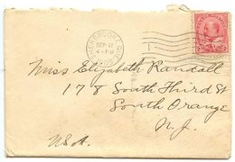 Canada 1909 Cover Sherbrooke, Quebec To South Orange, New Jersey W/ Scott 90 KEVII - Storia Postale