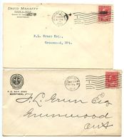 Canada 1913-1914 2 Covers Montreal To Greenwood, Ontario W/ Scott 106 KGV - Covers & Documents