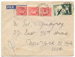 France 1949 Airmail Cover Paris To New York NY, Scott 532 X 3, C18 - 1927-1959 Covers & Documents