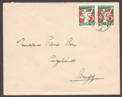 1932  Lancer Du Drapeau Zum 61 X2 Sur Lettre - Storia Postale