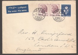 1946  Lettre Avion Pour L'Angleterre  Fleur Alpine  Safran  Zum 116 - Briefe U. Dokumente
