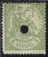 SPAIN ESPAÑA SPAGNA 1874 JUSTICE GIUSTIZIA USATO USED OBLITERE' PESETA 1p USATO USED OBLITERE' - Usados