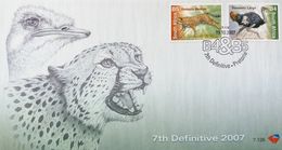 South Africa 2007 First Day Cover FDC Fauna Local Wildlife Ostriches Leopard Birds Animals Mammals Bird Nature Stamps - Autruches