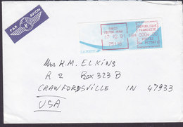 France PAR AVION & ATM Frama Labels PARIS Victor Hugo 1991 Cover Lettre CRAWFORDSVILLE USA - 1990 « Oiseaux De Jubert »