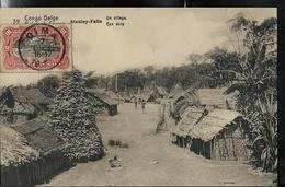 Carte Obl. N° 43 Vue 39  Stanley-Falls: In Village   Obl. Dima  29/04/1913  Pour Paris - Entiers Postaux