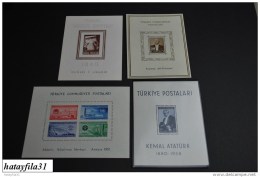 Türkei   1939 - 1952  , Bl. 1-4 ** Postfrisch ( MNH ) Pracht Block Satz - Blocks & Sheetlets