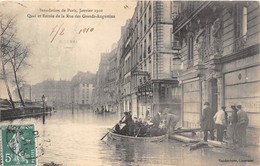 75-PARIS-INONDATIONS- QUAI ET ENTREE DE LA RUE DES GRANDS AUGUSTINS - Inondations De 1910