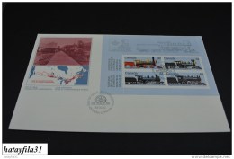 Kanada  1984   FDC  - Mi. Bl.3 - Nationale Briefmarkenausstellung CANADA ` 84  : Dampflokomotiven   - ( T - 94 ) - 1981-1990