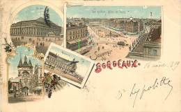 SOUVENIR DE BORDEAUX  CARTE MULTIVUES KUNZLI CARTE PRECURSEUR TIMBREE EN 1899 - Bordeaux