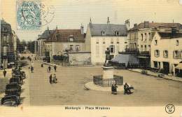 MONTARGIS PLACE MIRABEAU CARTE COLORISEE ET TOILEE - Montargis