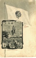 CORSE - CORTE - Place Paoli (entourée D'enfants) + Drapeau Corse -  A. Guittard - Voir Correspondance D'un Soldat - Corte