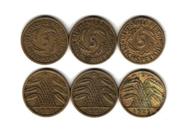 Allemagne   5  Reichspfennig 1925 A + D + F Deutsches Reich - 5 Renten- & 5 Reichspfennig