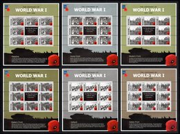 ISLE OF MAN 2015 Centenary Of World War I: Battle Fronts: Set Of 6 Sheets UM/MNH - Man (Insel)