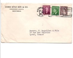 CANADA AFFRANCHISSEMENT COMPOSE SUR LETTRE POUR LA FRANCE DU 24/7/1953 - Covers & Documents