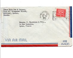 CANADA LETTRE AVION POUR LA FRANCE DU 3/7/1953 - Lettres & Documents