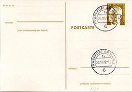 WB Amtl. Ganzsachen-Postkarte P81 Wst. "Heinemann" 15(Pf) Braunoliv, Blanko TSt 20.10.72 FRANKFURT AM MAIN 1 - Cartes Postales - Oblitérées