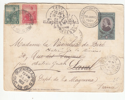 Argentina San Martin Illustrated Postal Stationery Postcard Travelled 1903 Buenos Aires To Laval France B180710 - Postwaardestukken
