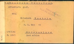 1943, ""Internee´s Post"" From Internment Camp Pretoria To Daressalam With Censor Mark And Strip. - Autres & Non Classés