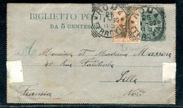 Italie - Entier Postal + Complément De Rome Pour La France En 1899 - Entiers Postaux
