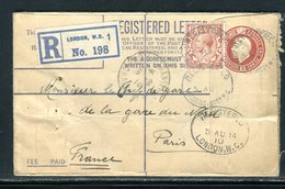 Royaume Uni - Entier Postal + Complément De Londres En Recommandé En 1914 Pour La France - Stamped Stationery, Airletters & Aerogrammes