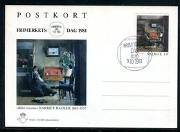 Norvège - Carte Maximum 1981 - Oeuvre De Backer - Cartoline Maximum