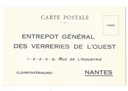 NANTES (44) Carte Commerciale Entrepot Général Des Verreries De L'Ouest - Nantes