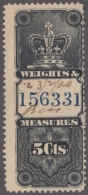 F-EX3513 CANADA REVENUE WEIGHTS & MEASURES. 5c BLACK NUMBER. - Impuestos