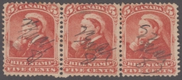 F-EX3521 CANADA REVENUE VICTORIA QUEEN. 5c. TIRA DE 3. - Postage Due