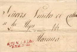 CUBA. Carta De San Juan De Remedios A Habana, El Año 1838. Marca En Rojo. Regular Conservación. - Kuba (1874-1898)