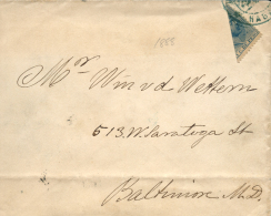 CUBA. Ø 103 (bisectado) En Carta De Habana A Baltimore El Año 1888. Muy Rara. Realmente Circulada. - Kuba (1874-1898)