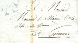 1812 (19 DIC). Carta Circulada Correo Interior De Girona. Marca ""Prefet Dep. Du Ter"" Y Al Dorso Marca Circular Con Esc - Sellos De La Armada (antes De 1900)