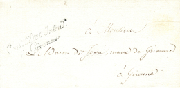 1813 (25 ENE). Carta Circulada Correo Interior De Girona. Marca ""Const. D'etat Intendt A Gironne"". Al Dorso Marca Del  - Sellos De La Armada (antes De 1900)