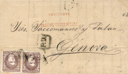 Ø 108(2) En Carta De Barcelona A Génova, El Año 1871. Bonita. - Briefe U. Dokumente