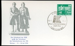 DDR PP16 D2/060B Privat-Postkarte GOETHE SCHILLER Weimar Sost. 1975  NGK 5,00 € - Cartes Postales Privées - Oblitérées