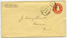 United States 1916 U412 Postal Envelope Monticello IA To Hanover PA - 1901-20