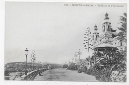 MONTE CARLO - N° 827 - THEATRE ET TERRASSES - CPA VOYAGEE - Opera House & Theather