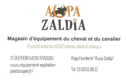 Carte De Visite - Aupa Zaldia - Magasin D'épuipement Du Cheval Et Du Cavalier - Itxassou - Visitenkarten