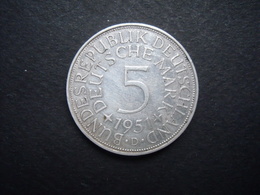 ALLEMAGNE  = UNE PIECE  DE 5 MARK 1951 D  EN ARGENT - 5 Marchi