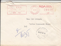 AMOUNT 950, IASI, SAVINGS AND DEPOSITS BANK, RED MACHINE STAMPS ON REGISTERED COVER, 1997, ROMANIA - Cartas & Documentos