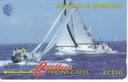 TARJETA DE ANTIGUA Y BARBUDA DE 10$ DE UNOS VELEROS 239CATA - Antigua And Barbuda