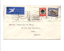 AFRIQUE DU SUD AFFRANCHISSEMENT COMPOSE SUR LETTRE AVION POUR LA FRANCE 1955 - Nueva República (1886-1887)