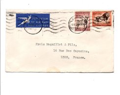 AFRIQUE DU SUD AFFRANCHISSEMENT COMPOSE SUR LETTRE AVION POUR LA FRANCE 1954 - Nouvelle République (1886-1887)