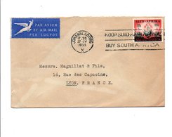 AFRIQUE DU SUD LETTRE AVION POUR LA FRANCE 1955 - Nieuwe Republiek (1886-1887)