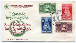 RC 9651 TUNISIE FDC ENVELOPPE 1er JOUR FEDERATION DES SYNDICATS LIBRES 19597 - Covers & Documents